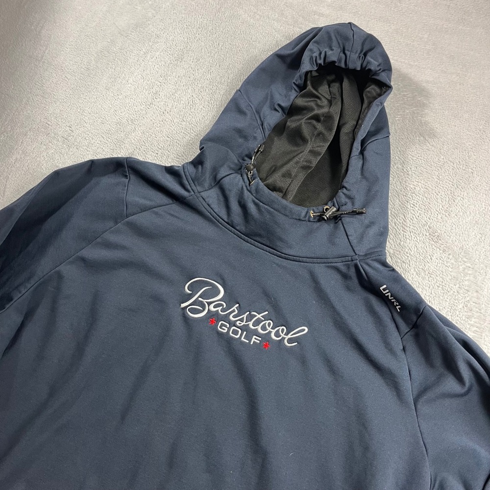 UNRL Barstool Golf Hoodie Mens XXL Navy Blue Performance Pullover Sweatshirt